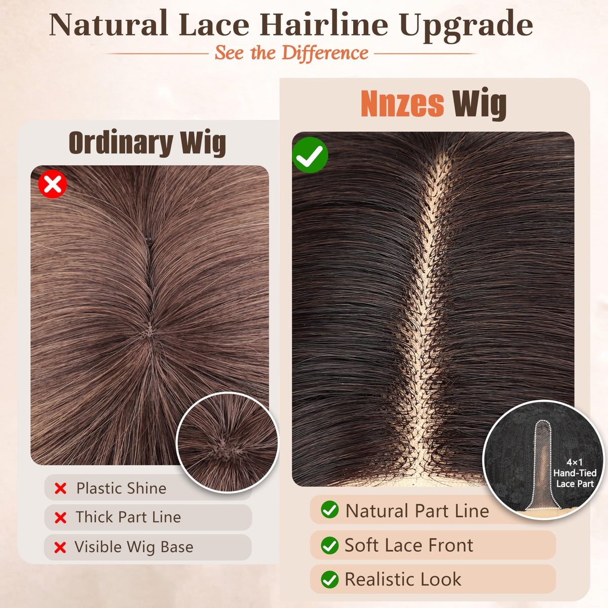 Nnzes lace-front hairline wig emphasizes natural part and seamless scalp blend