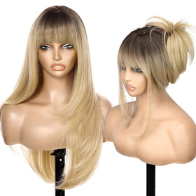 Nnzes ombre blonde 26-inch wig with realistic scalp and parting detail.