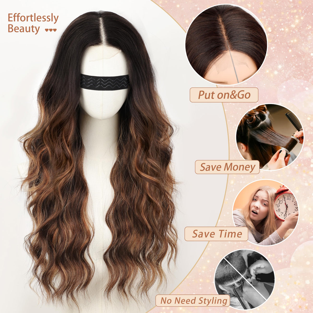 Nnzes ombre brown wig suits parties, dates, and festive events