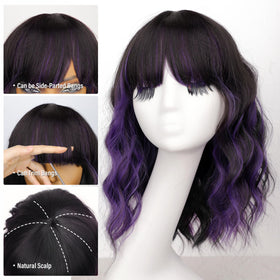 Nnzes shoulder-length wavy bob wig cap detail for secure fit.