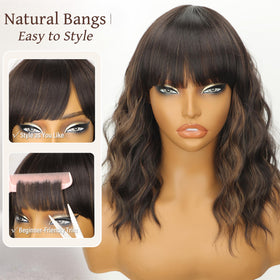 Nnzes wavy bob wig showcases curls for party-ready looks.