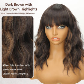 Nnzes wig brown mixed blonde highlights add depth.