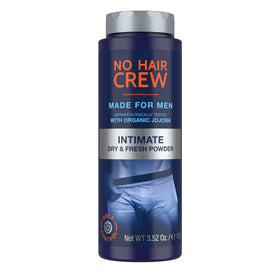 No Hair Crew powder bottle for all-day freshness and odor control.