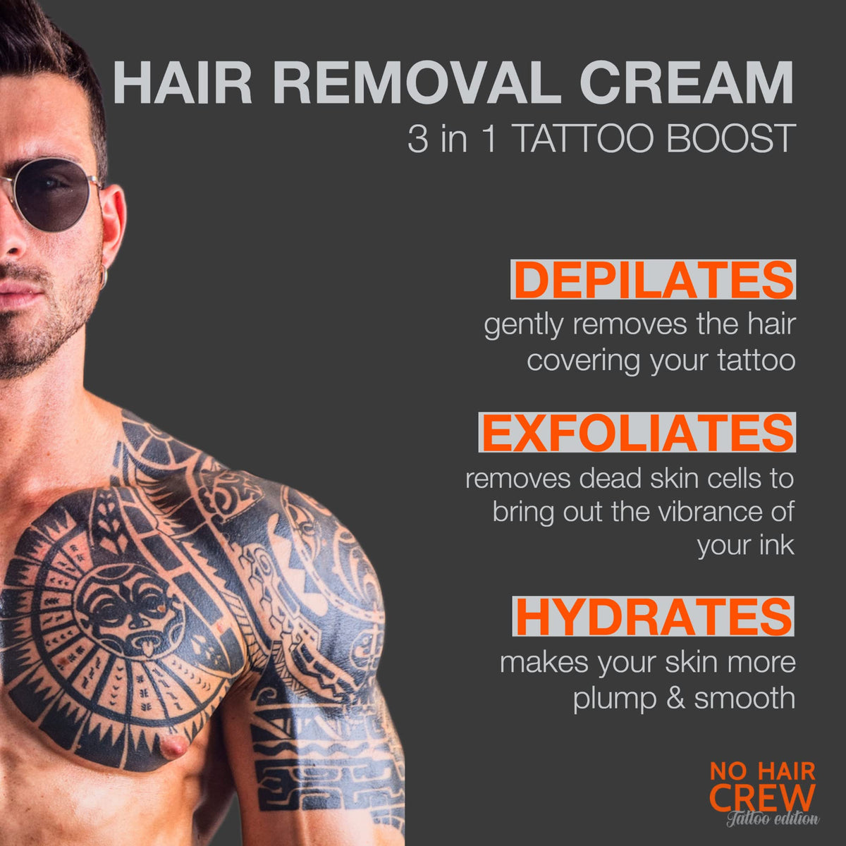 NO HAIR CREW Tattoo Edition being applied with a 4-8 minute wait for color enhancement