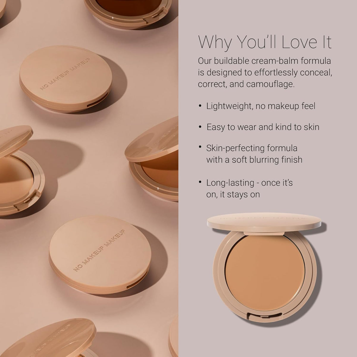 No Makeup Makeup application sponge ready to build coverage as needed.