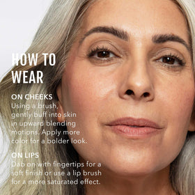 No Makeup Makeup blush on cheek swatch demonstrates sheer, buildable color