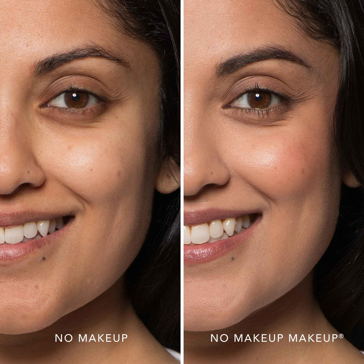 No Makeup Makeup Foundation brush application close-up illustrating quick, mistake-proof blending.