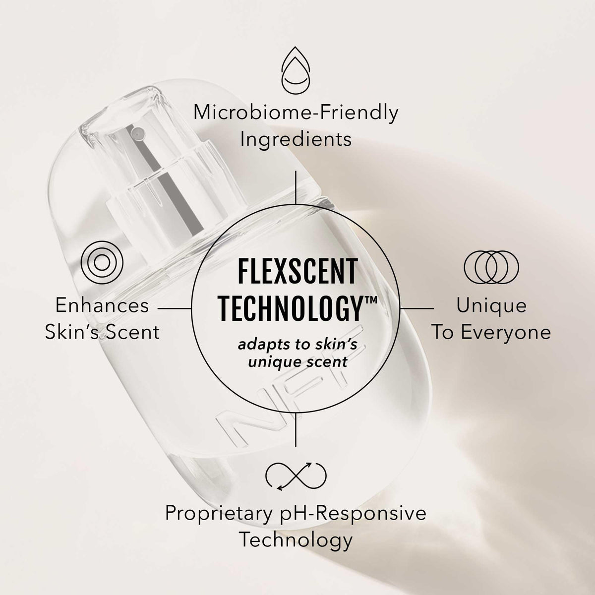 Lifestyle shot with soft glow suggesting a personal, non-overbearing fragrance
