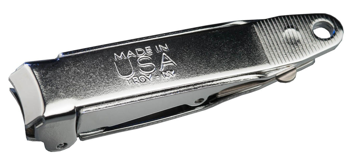 No-mes Fingernail Clipper showing built-in nail file under the handle