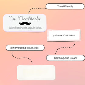 No Mo-Stache face wax strip in use on upper lip.