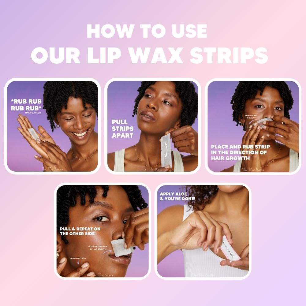 No Mo-Stache removal strips capturing hair from the root