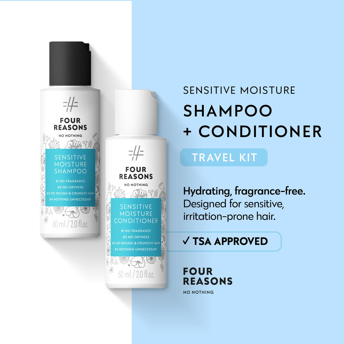No Nothing Sensitive Moisture Conditioner travel-size bottle ideal for detangling during travel