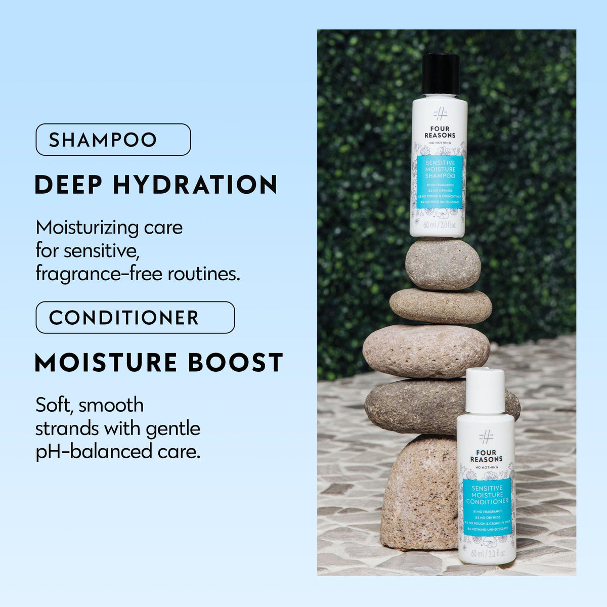 No Nothing Sensitive Moisture Shampoo foamy lather close-up highlights gentle cleansing