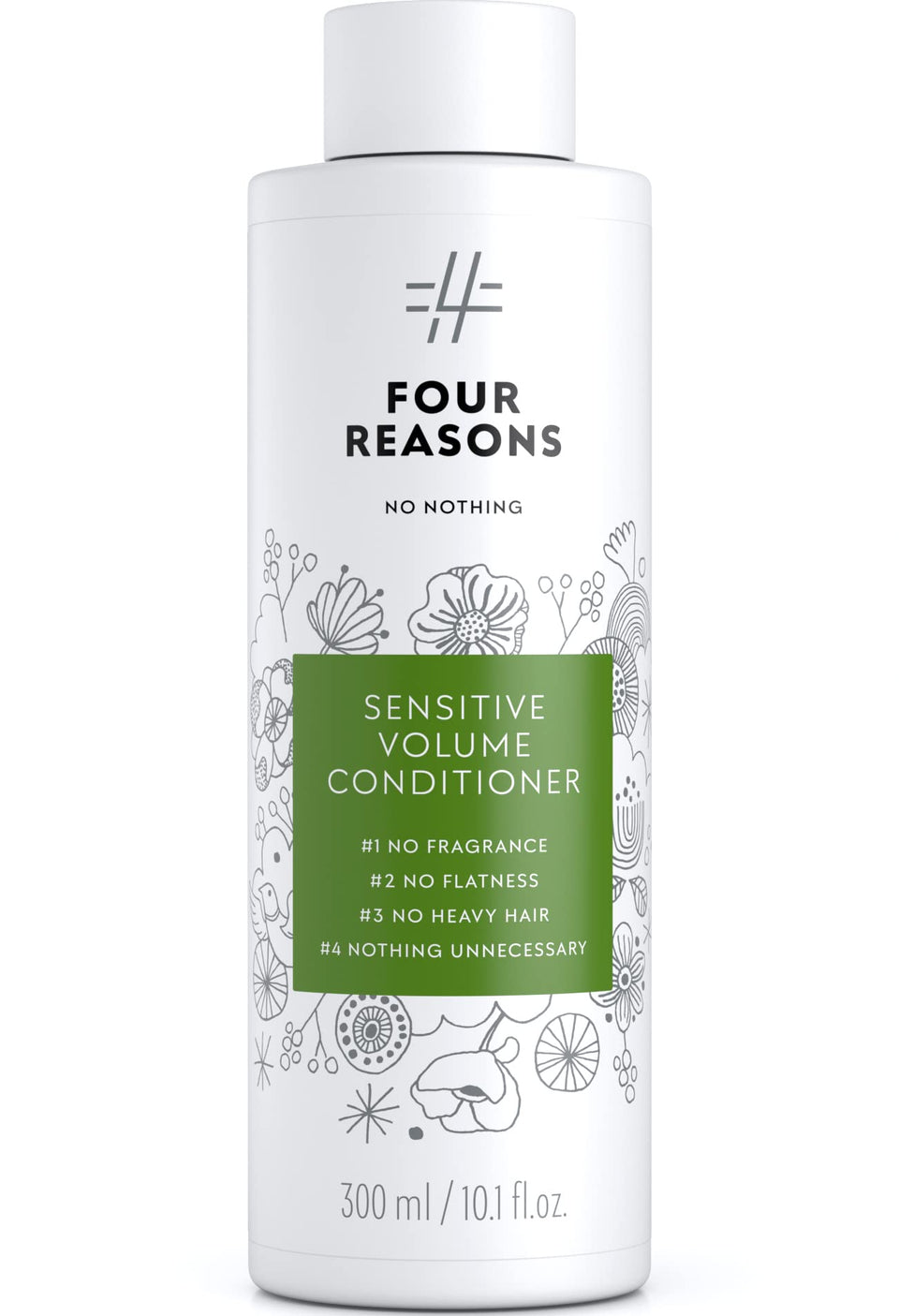 No Nothing Volume Conditioner bottle pouring, fragrance-free for sensitive scalps and light fullness.
