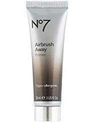 No7 Airbrush Away Primer bottle provides a smooth base for flawless makeup wear.