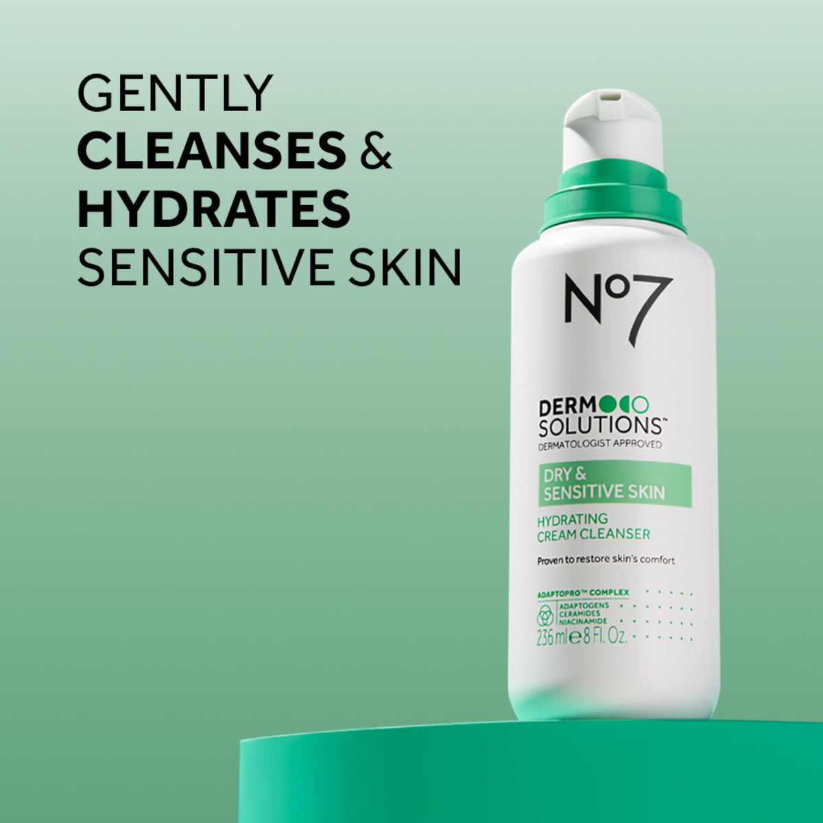 No7 Derm Solutions Hydrating Facial Cleanser cream texture reveals gentle formula.