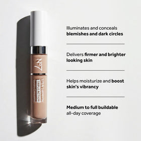 No7 Lift & Luminate under-eye application shows brightening and seamless blend.