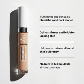 No7 Lift & Luminate concealer covering blemishes with radiant finish