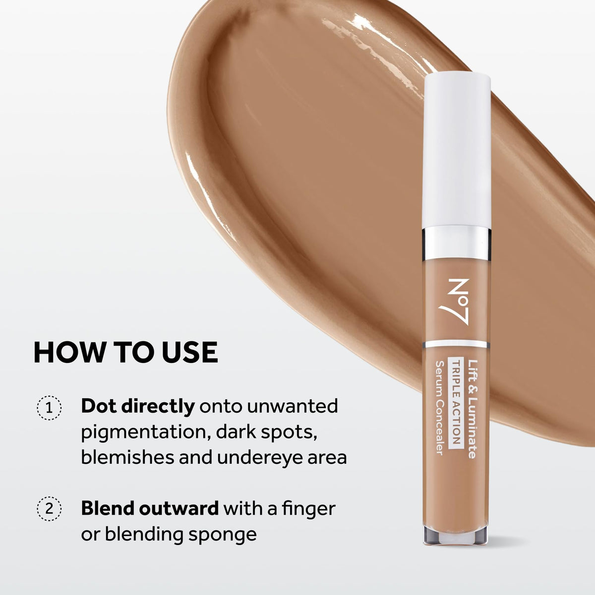 No7 Lift & Luminate close-up reveals even skin tone.
