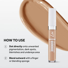 No7 Lift & Luminate concealer swatches show shade range for varied skin tones