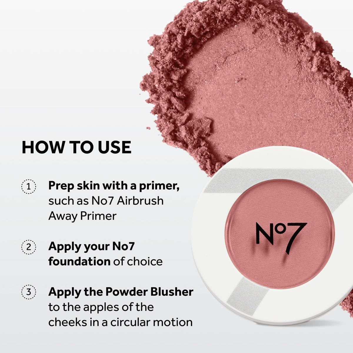 No7 Matte Powder Blush Pomegranate close-up texture shows velvety finish