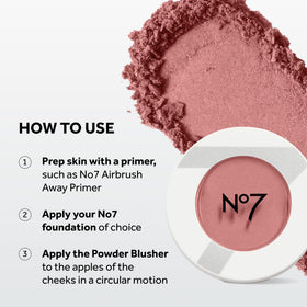 No7 Matte Powder Blush Pomegranate close-up texture shows velvety finish