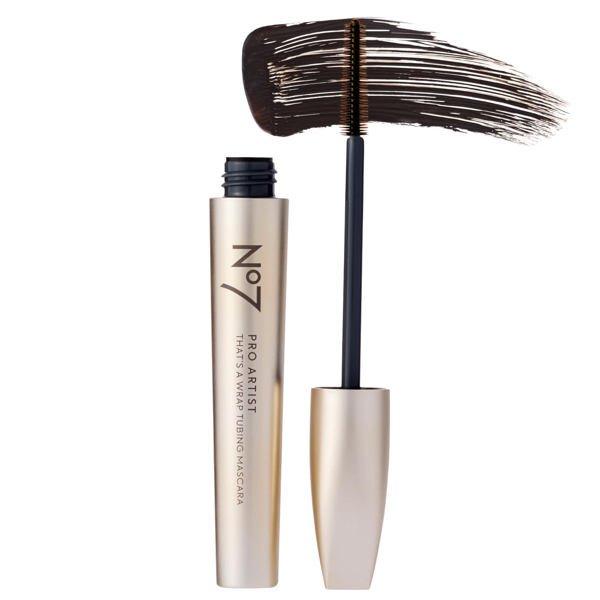 No7 Pro Artist tubing mascara bottle close-up for precise, smudge-proof daily use.