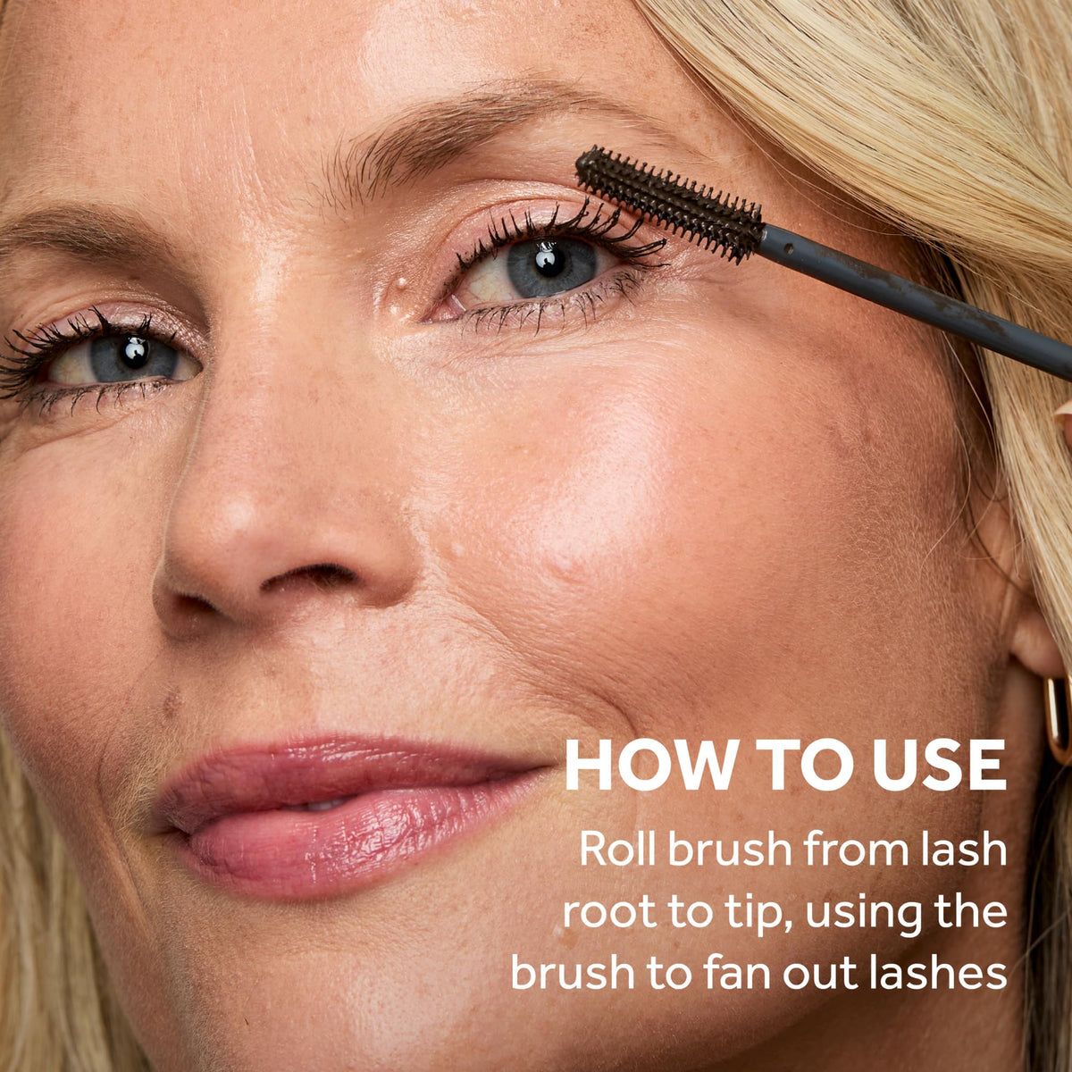 No7 Pro Artist tubing mascara lashes 360 curl close-up with defined, curled lashes.