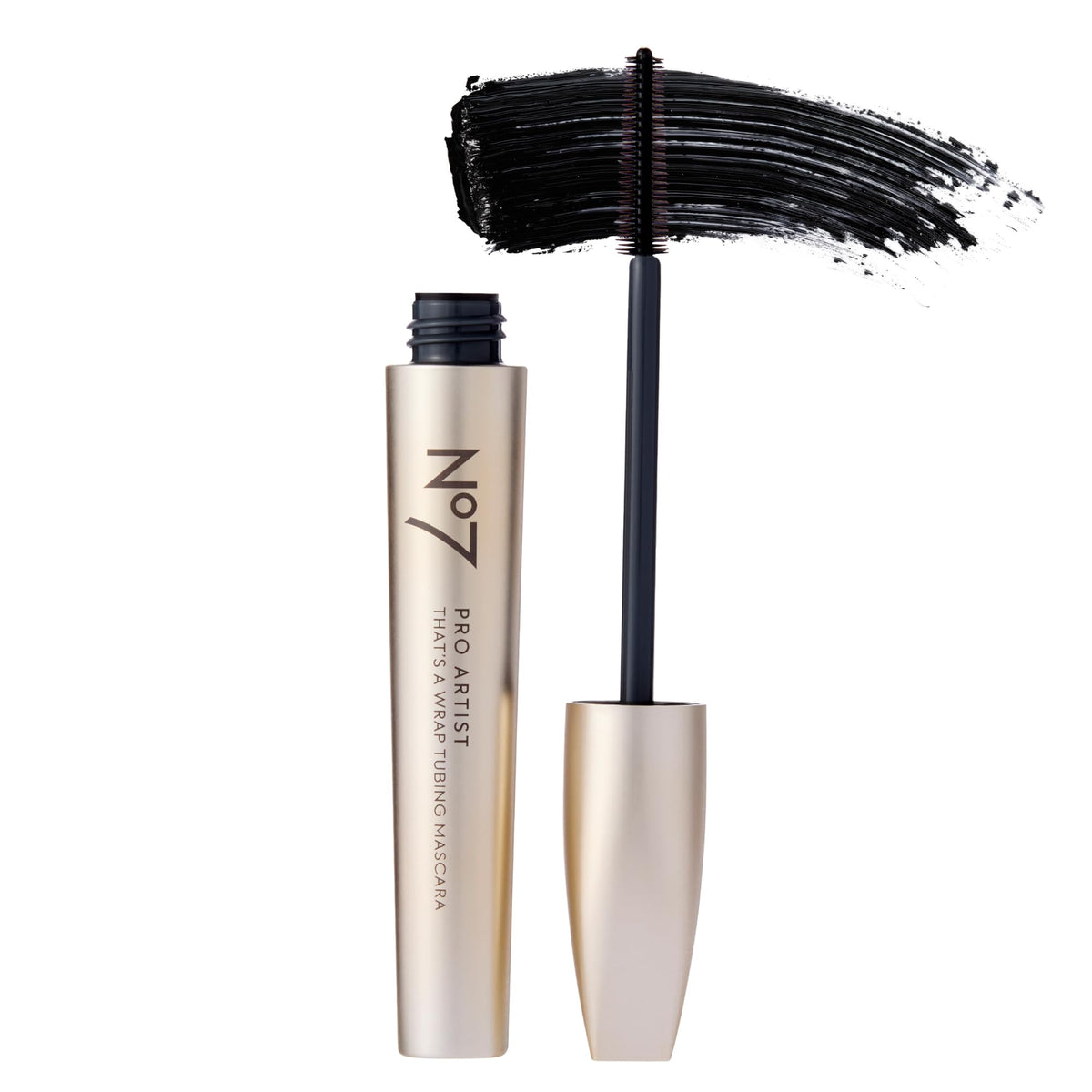 No7 Pro Artist Wrap Mascara wand coats lashes for precise lift.