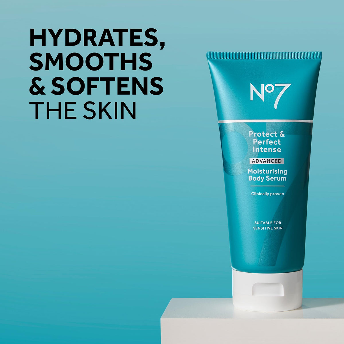 No7 Protect & Perfect serum pump close-up shows quick absorption without greasiness.