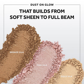 No7 Radiant Glow Powder silky finish diffuses light on skin for glow.