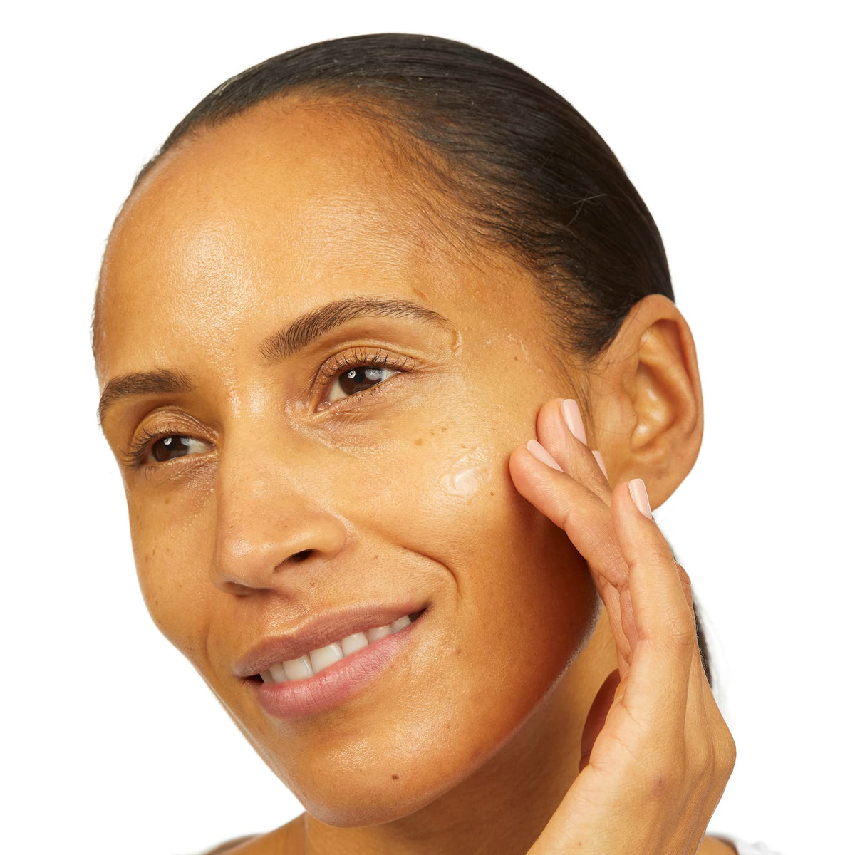 No7 Protect & Perfect Intense Serum texture close-up during application.