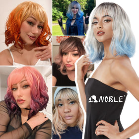 NOBLE air bangs wig balances fringe and face framing.