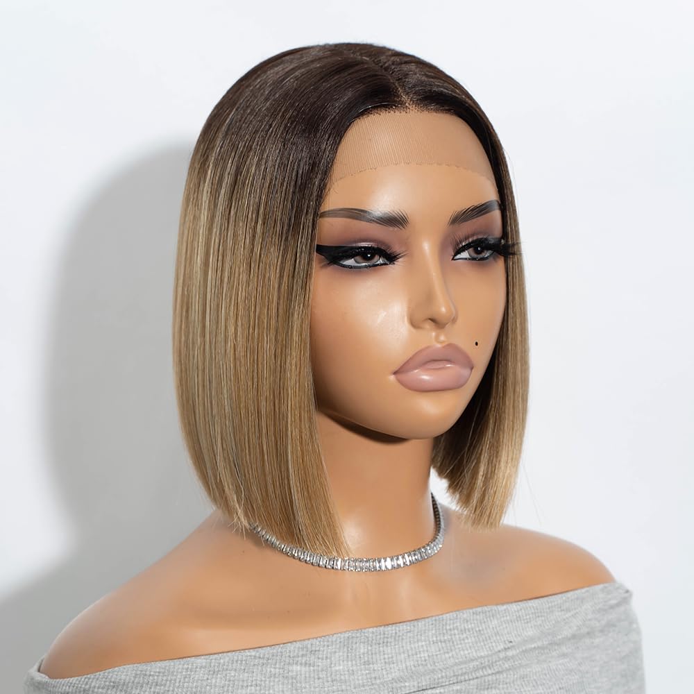 NOBLE blunt-cut bob wig with lace-front for natural look and easy daily styling.