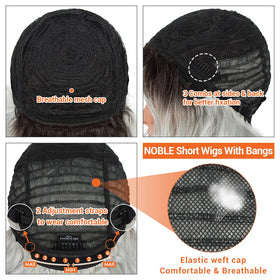 NOBLE curly blue bob wig 12 inches adds texture and modern style