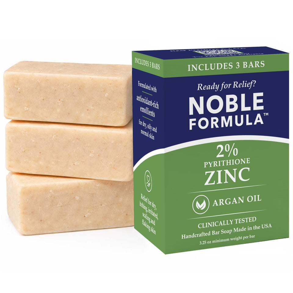 Noble Formula 2% ZnP soap bar close-up, clean and soothing for daily acne-prone skin.