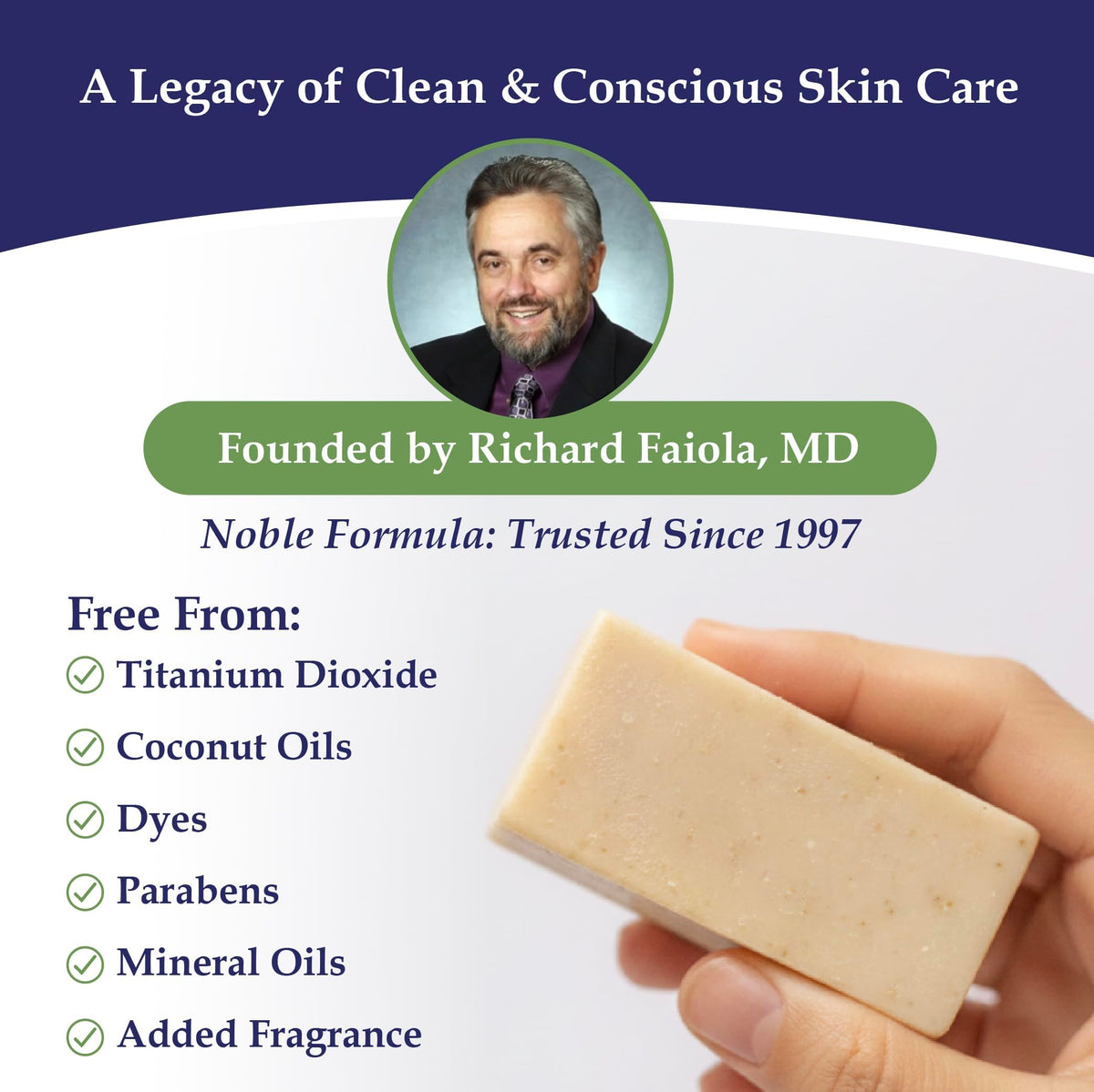 Noble Formula handmade bar emphasizing craftsmanship and pure ingredients.