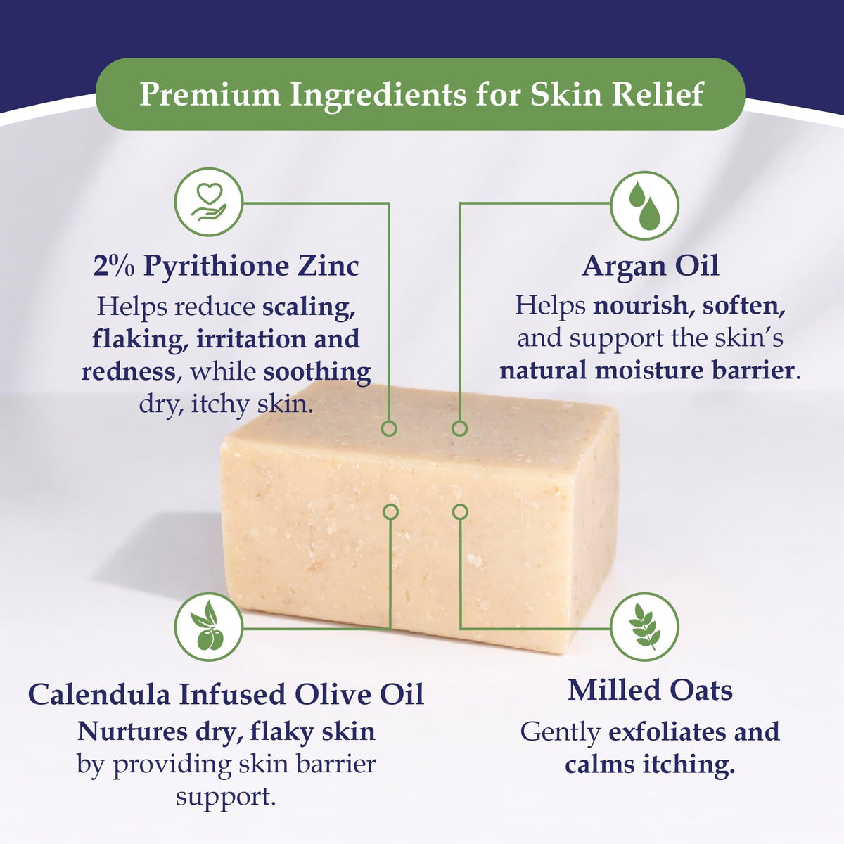 Noble Formula milled oats bar for gentle exfoliation and soothing relief.