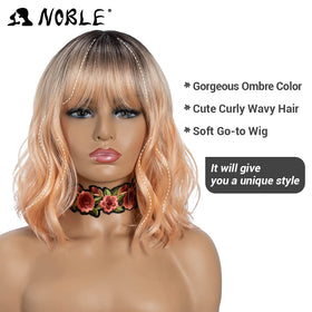 NOBLE ombre wig highlights vibrant color blend for bold fashion.