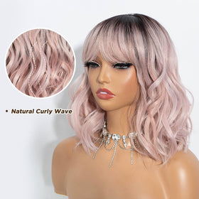 NOBLE wig with dark roots offering natural hair illusion and easy styling