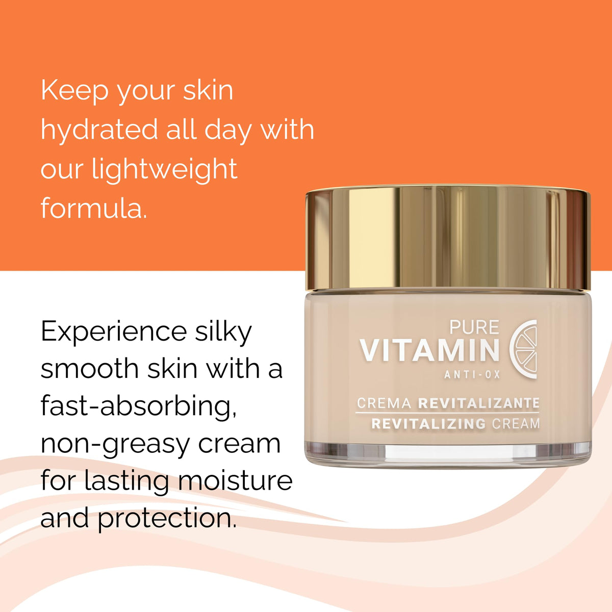 Noche Y Dia Vitamin C Face Cream texture on skin shows light, non-greasy finish.