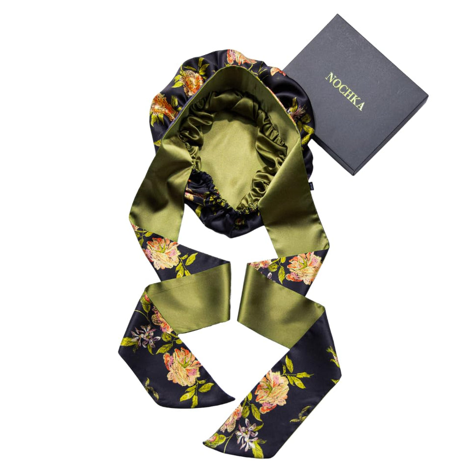 Nochka Fashion Wild Rose silk bonnet front view protects delicate curls