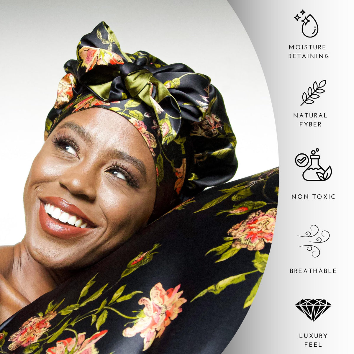 Nochka Fashion Wild Rose silk bonnet reversible design adds night-time style