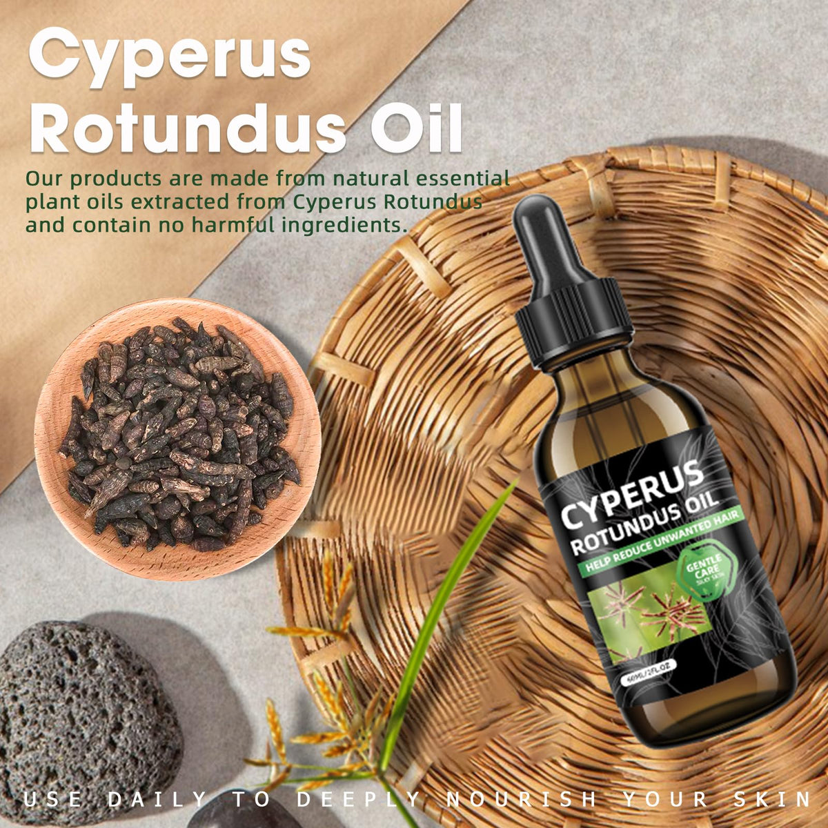 Nodfens Cyperus Rotundus Oil aftercare helps moisturize skin after hair removal