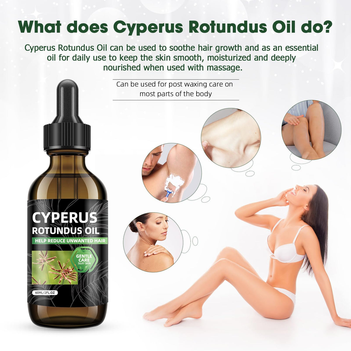 Nodfens Cyperus Rotundus Oil application on skin shows lightweight, non-greasy care
