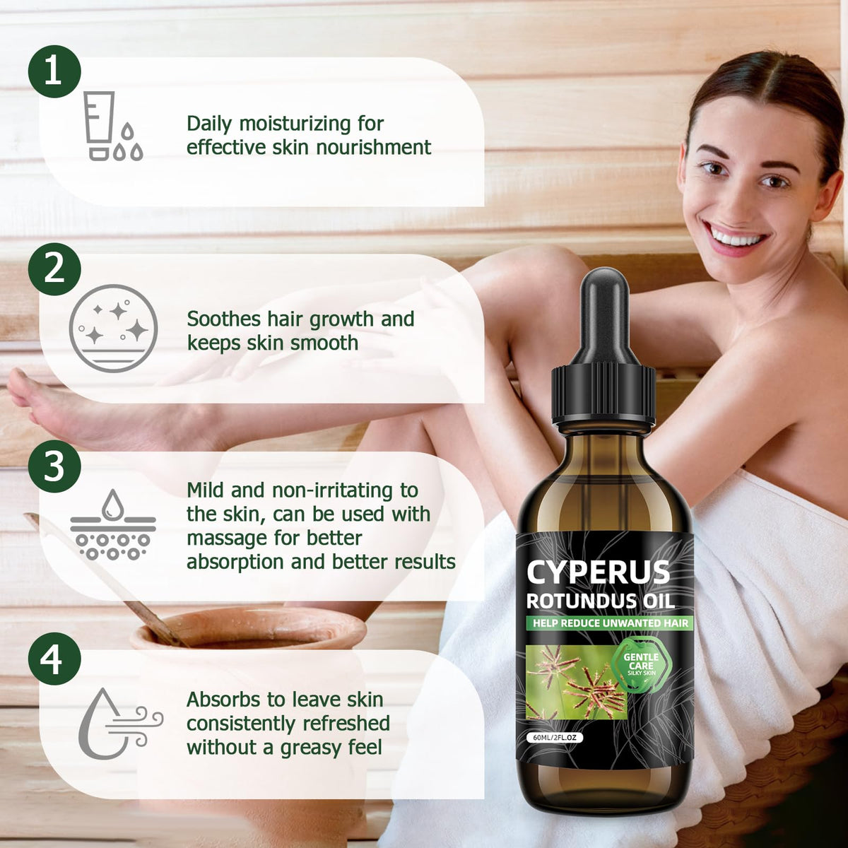 Nodfens Cyperus Rotundus Oil ingredients emphasize cold-pressed, natural oil for gentle use