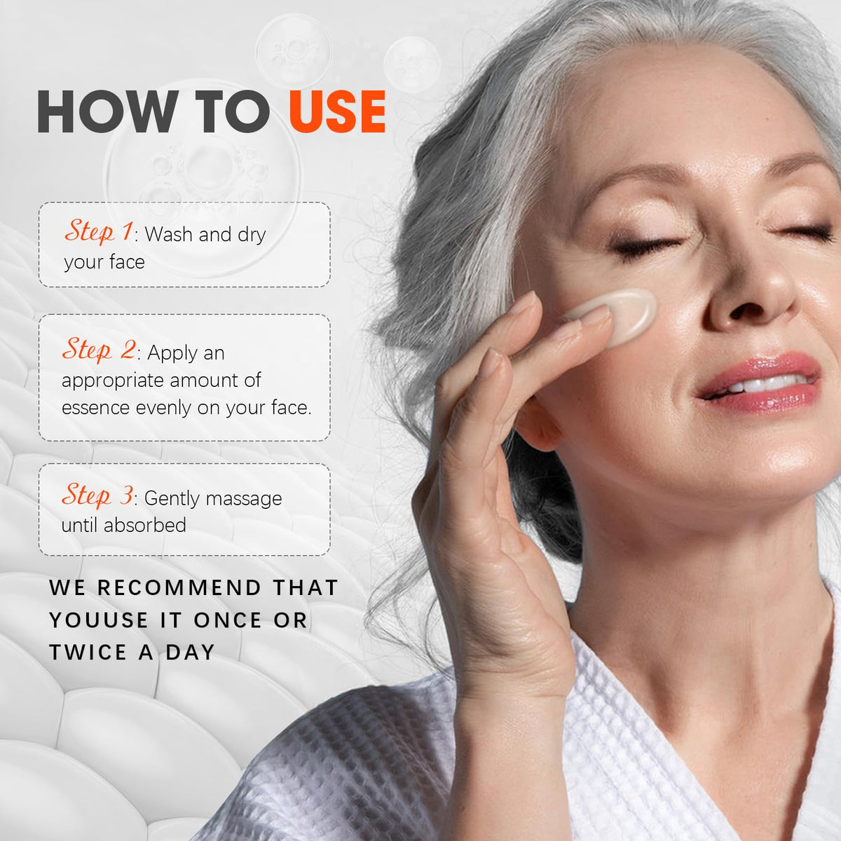 Nodfens serum in a morning routine with SPF for daily protection.