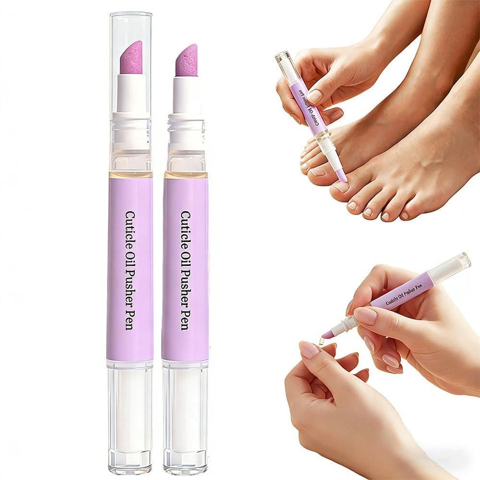 NOGCAW cuticle-pusher pen front view, portable 2-in-1 nail care on the go.