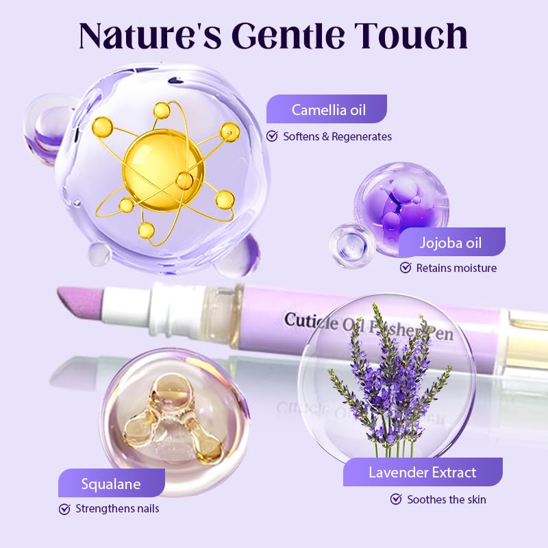 NOGCAW lavender-scent cuticle oil in action with soothing aroma.