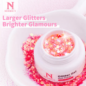 noirwhite glitter gel polish curing under LED/UV for long-lasting shine